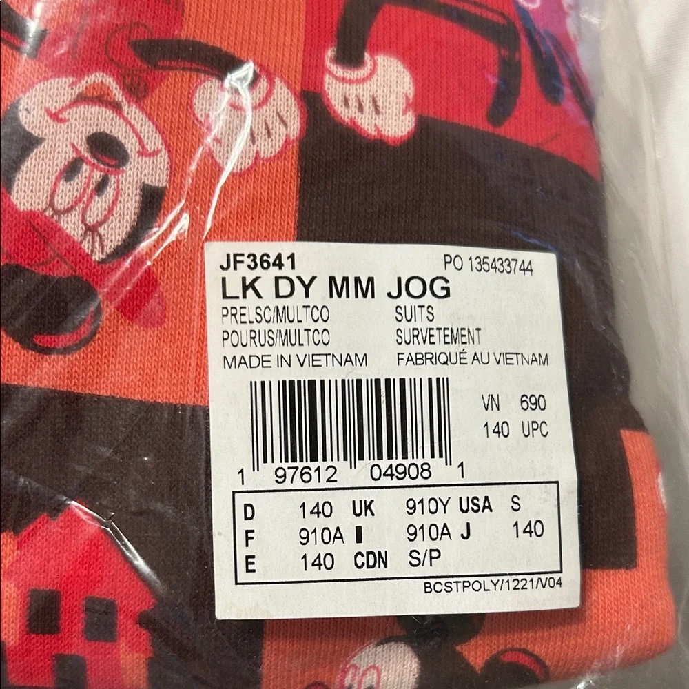 🐣Adidas unisex adidas+Disney Mickey Mouse sportswear jogger set size S /140/9-10